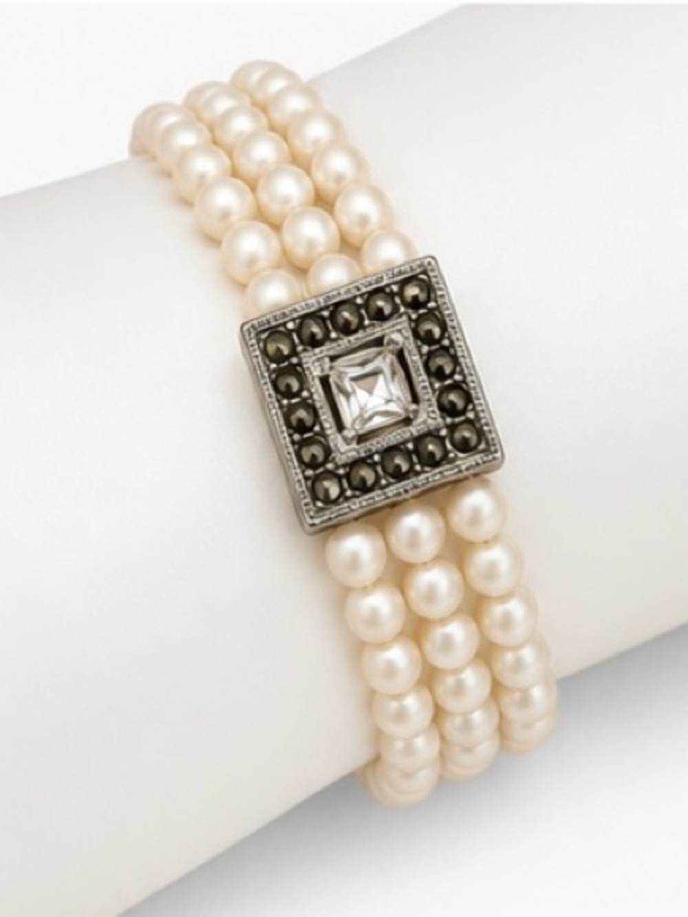 Vintage Faux Pearl Multi-Strand Bracelet | Art Deco Inspired Statement Bracelet